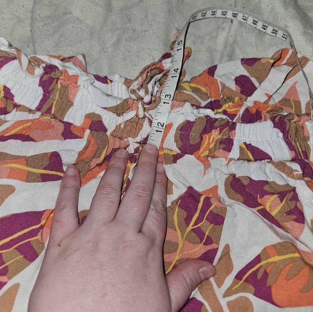Jane And Delancey Leaf Print Multicolor Capri Pants With Pockets And Drawstring! - Picture 7 of 8